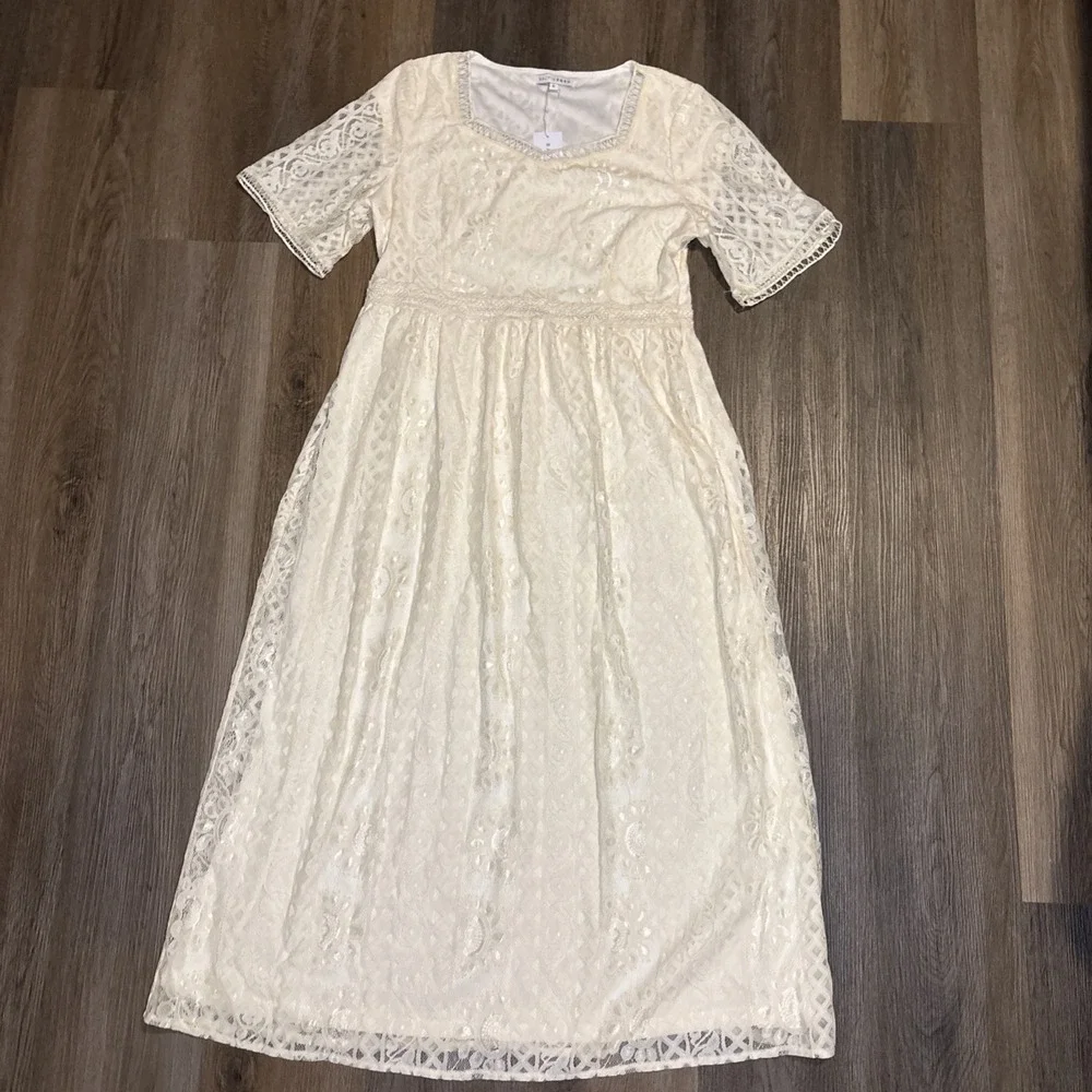 NEW Baltic Born Kody Lace Midi Dress Large Ivory Cream Vintage Bridal Wedding‎